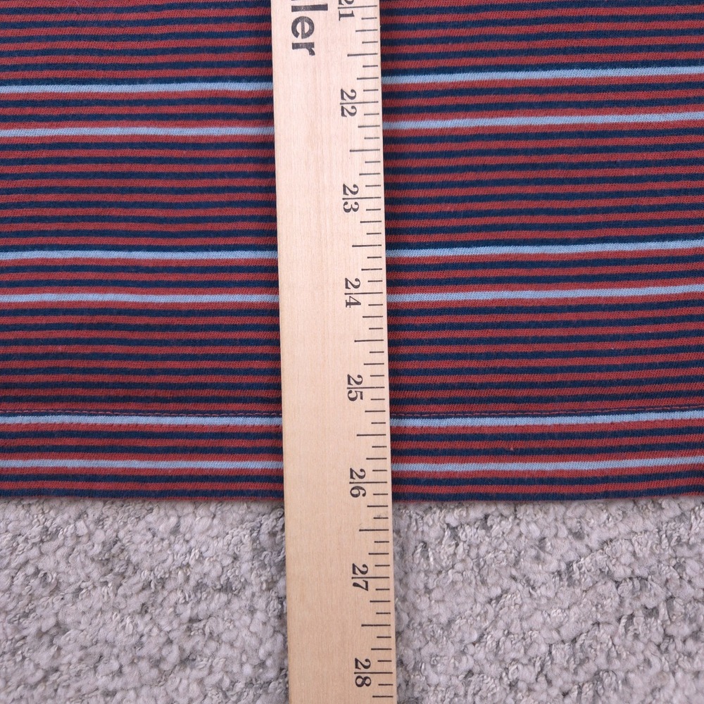 Billy Reid Polo Mens Large Shirt Short Sleeve Striped Collared Brick Navy Knit - Picture 8 of 8